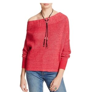 Free People Alana Pullover Knit Sweater, Red Small
